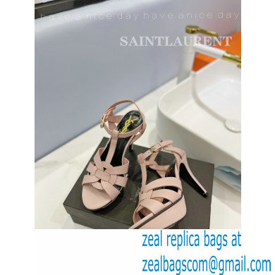 Saint Laurent Heel 10.3cm Platform 2.5cm Tribute Sandals in Smooth Leather 315490 Pink