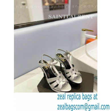 Saint Laurent Heel 10.3cm Platform 2.5cm Tribute Sandals in Smooth Leather 315490 Silver