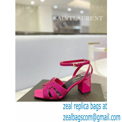 Saint Laurent Heel 6.5cm Tribute Sandals in Crystal Fuchsia