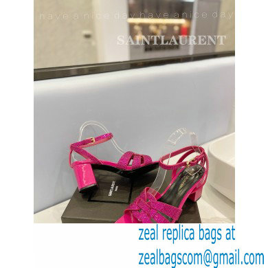 Saint Laurent Heel 6.5cm Tribute Sandals in Crystal Fuchsia