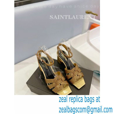 Saint Laurent Heel 6.5cm Tribute Sandals in Crystal Gold