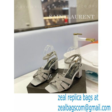 Saint Laurent Heel 6.5cm Tribute Sandals in Crystal Gray