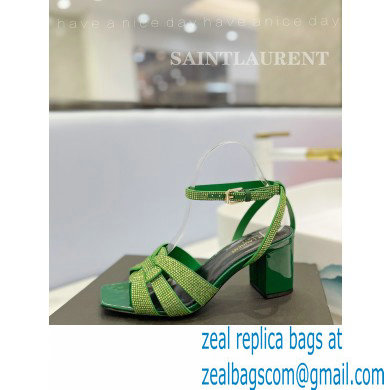 Saint Laurent Heel 6.5cm Tribute Sandals in Crystal Green