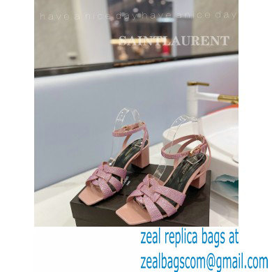 Saint Laurent Heel 6.5cm Tribute Sandals in Crystal Pink