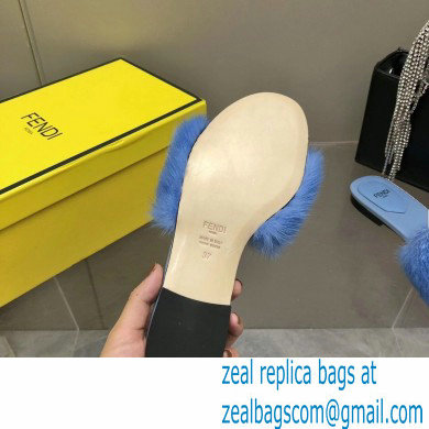 Fendi Baguette mink slides Blue 2023