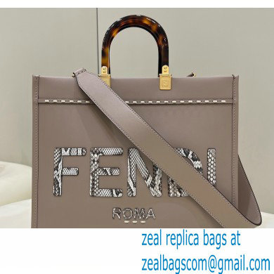 Fendi leather and elaphe Sunshine Medium shopper Bag Beige 2023