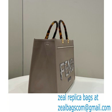 Fendi leather and elaphe Sunshine Medium shopper Bag Beige 2023