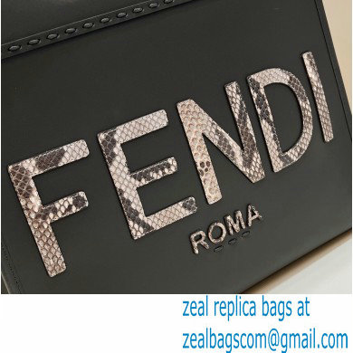 Fendi leather and elaphe Sunshine Medium shopper Bag Dark Gray 2023