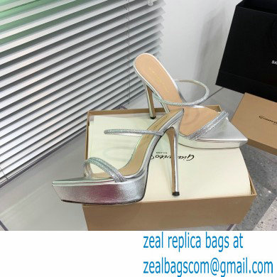 Gianvito Rossi Heel 13cm Platform 3.5cm CANNES Sandals Silver with crystals 2023