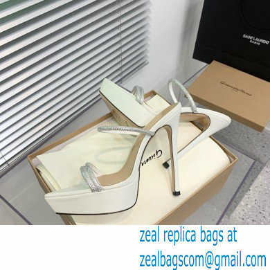 Gianvito Rossi Heel 13cm Platform 3.5cm CANNES Sandals White with crystals 2023