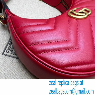 Gucci GG Marmont half-moon-shaped mini bag 699514 Red 2022 - Click Image to Close
