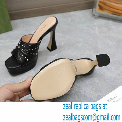 Gucci Heel 11cm Platform 2.5cm Studs slide sandals 723404 Black 2023