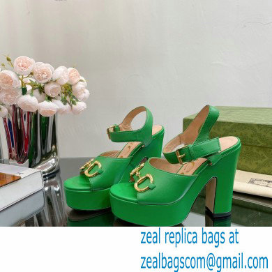 Gucci Heel 12cm Platform 3.5cm Sandals with Horsebit Green 2023 - Click Image to Close