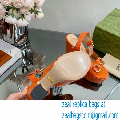 Gucci Heel 12cm Platform 3.5cm Sandals with Horsebit Orange 2023 - Click Image to Close