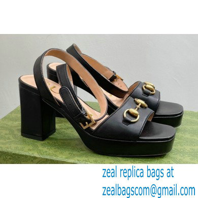 Gucci Heel Platform Sandals with Horsebit Black 2023 - Click Image to Close