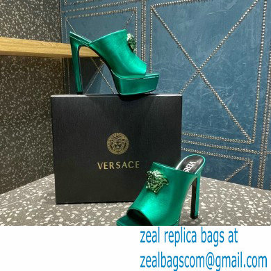 Versace Heel 14cm Platform 4cm La Medusa Mules Metallic Green 2023