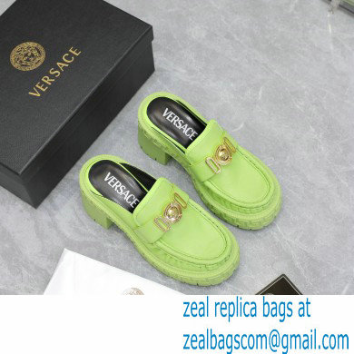 Versace Heel 8cm Medusa Biggie Loafers Mules Green 2023