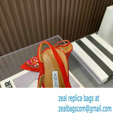 Aquazzura Heel 10.5cm Love Me Sling Suede Red 2023