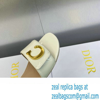 Dior C'est Flat Slides Patent Calfskin White 2023 - Click Image to Close