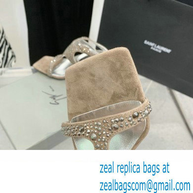 Giuseppe Zanotti Heel 8.5cm Tutankamon Crystal suede sandals Nude 2023