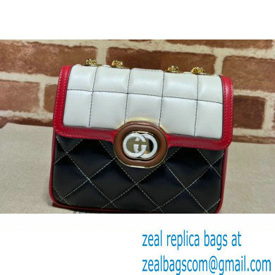 Gucci Deco mini shoulder bag 741457 in quilted Leather Black/White/Red 2023