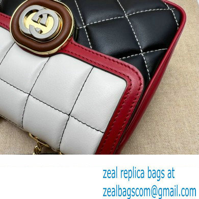 Gucci Deco mini shoulder bag 741457 in quilted Leather Black/White/Red 2023