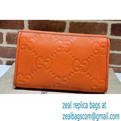 Gucci Leather Jumbo GG pouch Bag 739490 Orange 2023