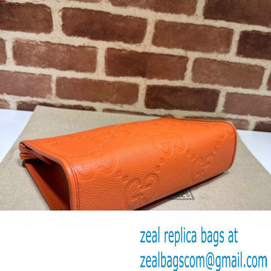 Gucci Leather Jumbo GG pouch Bag 739490 Orange 2023