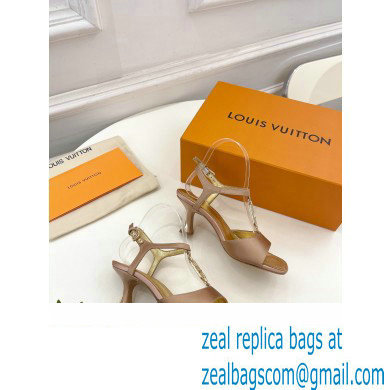 Louis Vuitton Heel 6.5cm Sparkle Sandals Satin Nude with LV Initials chain 2023