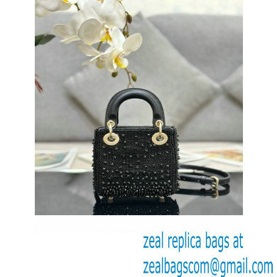 Lady Dior Micro Bag Black in Satin with Gradient Bead Embroidery