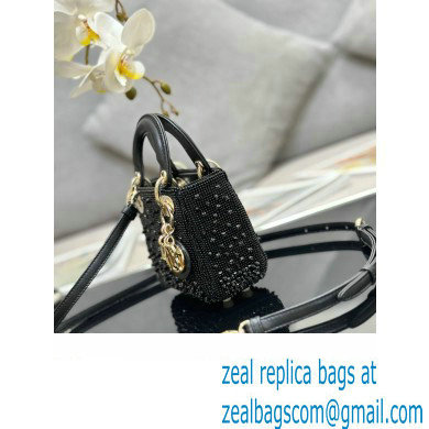 Lady Dior Micro Bag Black in Satin with Gradient Bead Embroidery