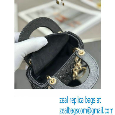 Lady Dior Micro Bag Black in Satin with Gradient Bead Embroidery