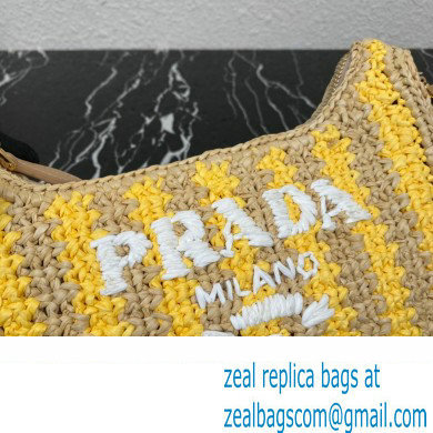 Prada Re-Edition 2005 crochet raffia shoulder bag 1BH204 Beige/Yellow 2023