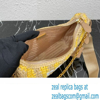 Prada Re-Edition 2005 crochet raffia shoulder bag 1BH204 Beige/Yellow 2023