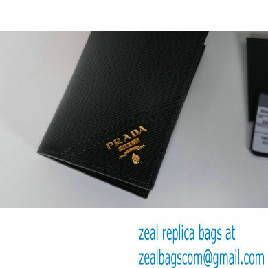 Prada Saffiano Leather Card Holder 2MC101 Metal lettering logo Black/Gold