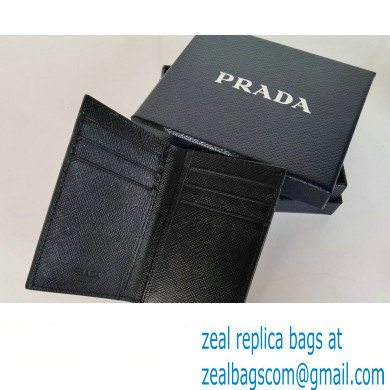 Prada Saffiano Leather Card Holder 2MC101 Metal lettering logo Black/Gold