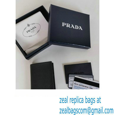 Prada Saffiano Leather Card Holder 2MC101 Metal lettering logo Black/Silver