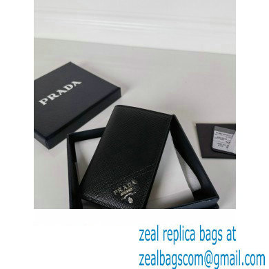 Prada Saffiano Leather Card Holder 2MC101 Metal lettering logo Black/Silver