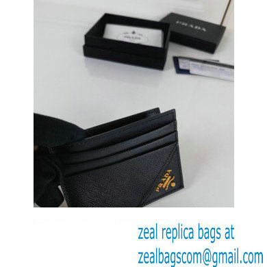 Prada Saffiano Leather Card Holder 2MC223 Metal lettering logo Black/Gold