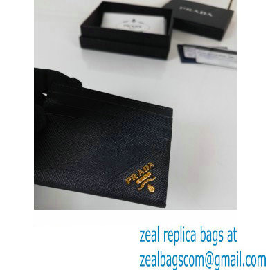 Prada Saffiano Leather Card Holder 2MC223 Metal lettering logo Black/Gold