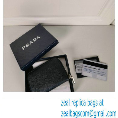 Prada Saffiano coin purse 2MM003 Embossed triangle logo Black