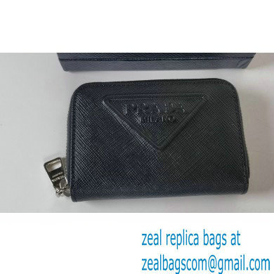 Prada Saffiano coin purse 2MM003 Embossed triangle logo Black