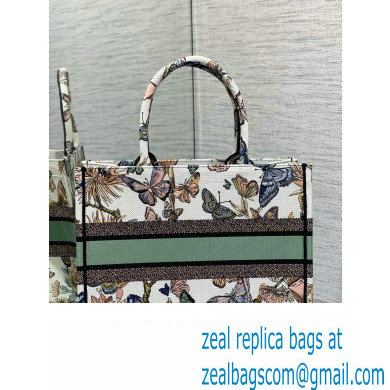 Dior Medium Book Tote Bag in White Multicolor Toile de Jouy Mexico Embroidery