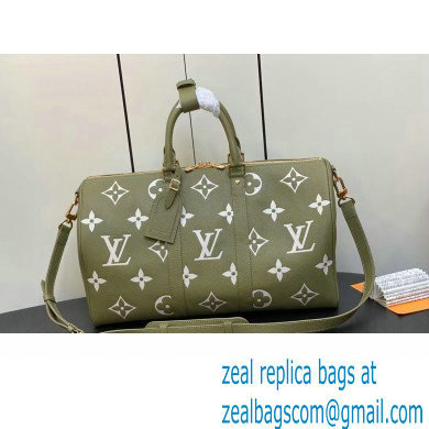 Louis Vuitton Monogram Empreinte leather Keepall Bandouliere 45 Bag M46671 Kaki 2023 - Click Image to Close