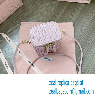 Miu Miu Matelasse nappa leather micro bag 5NR018 Pink 2024