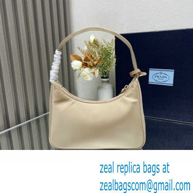 Prada Re-Edition 2000 Re-Nylon and Saffiano Mini Hobo Bag 1NE515 Beige/Gold 2024