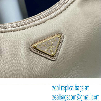 Prada Re-Edition 2000 Re-Nylon and Saffiano Mini Hobo Bag 1NE515 Beige/Gold 2024