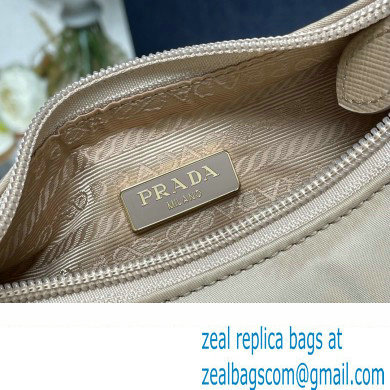 Prada Re-Edition 2000 Re-Nylon and Saffiano Mini Hobo Bag 1NE515 Beige/Gold 2024