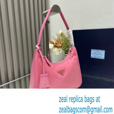 Prada Re-Edition 2005 Re-Nylon and Saffiano Mini Hobo Bag 1NE204 Pink/Gold 2024