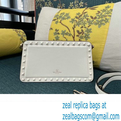 Valentino Rockstud Clutch Bag In Calfskin White 2024